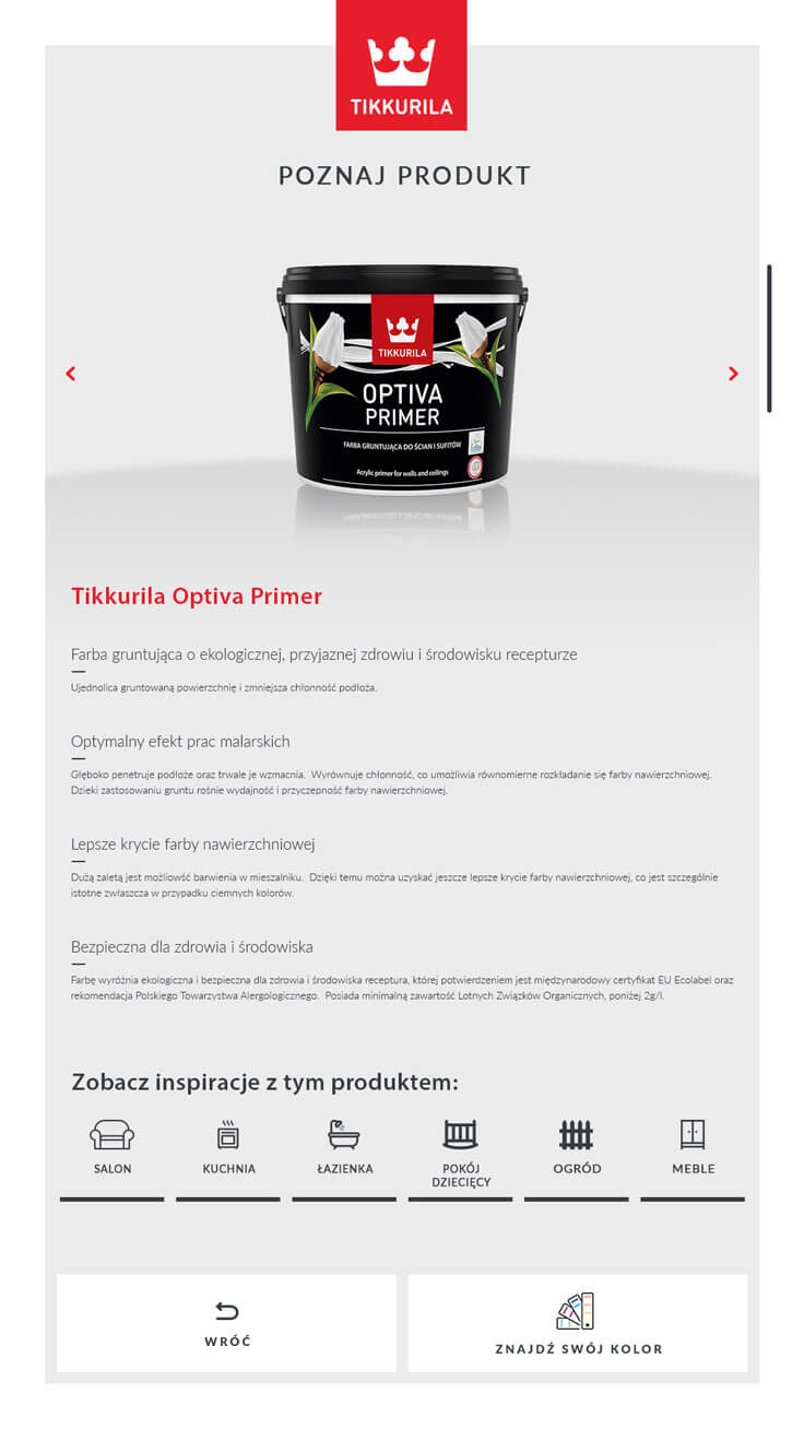 Application design - Tikkurila, product