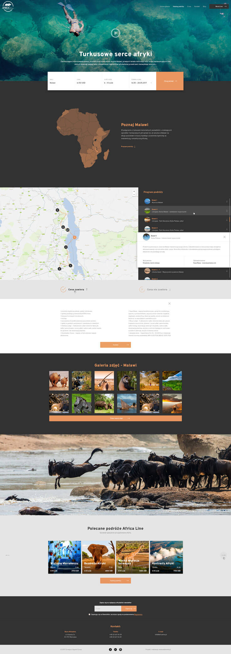 Webdesign - Africaline, travel program