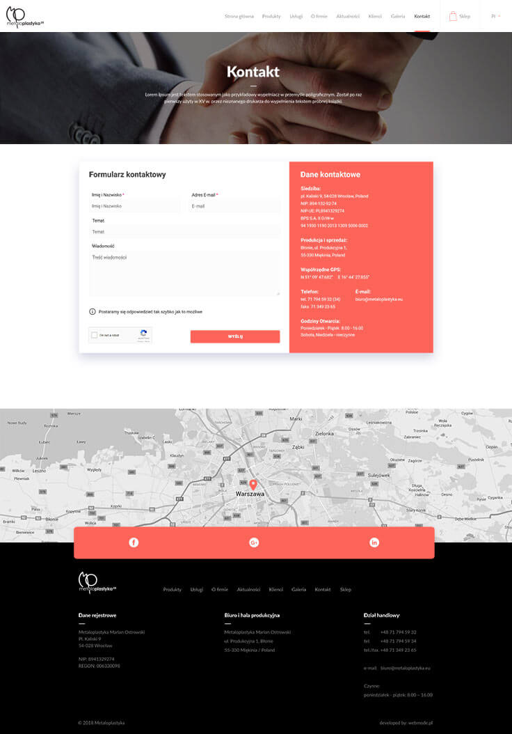 Webdesign - Metaloplastyka, contact