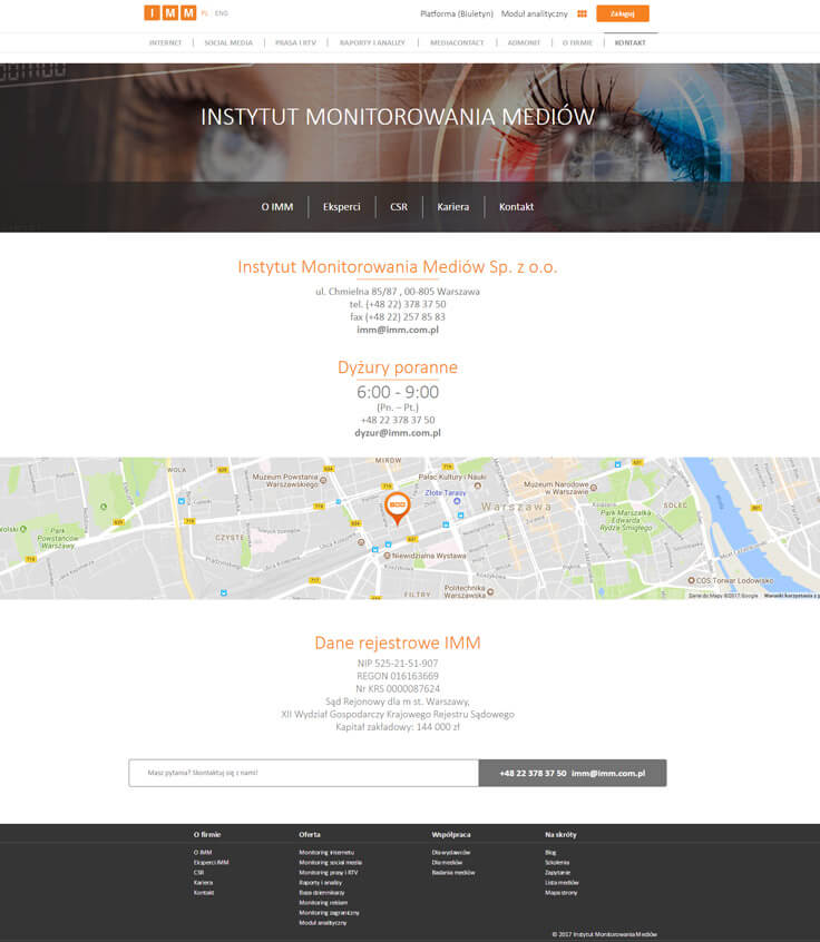 Webdesign - IMM, contact