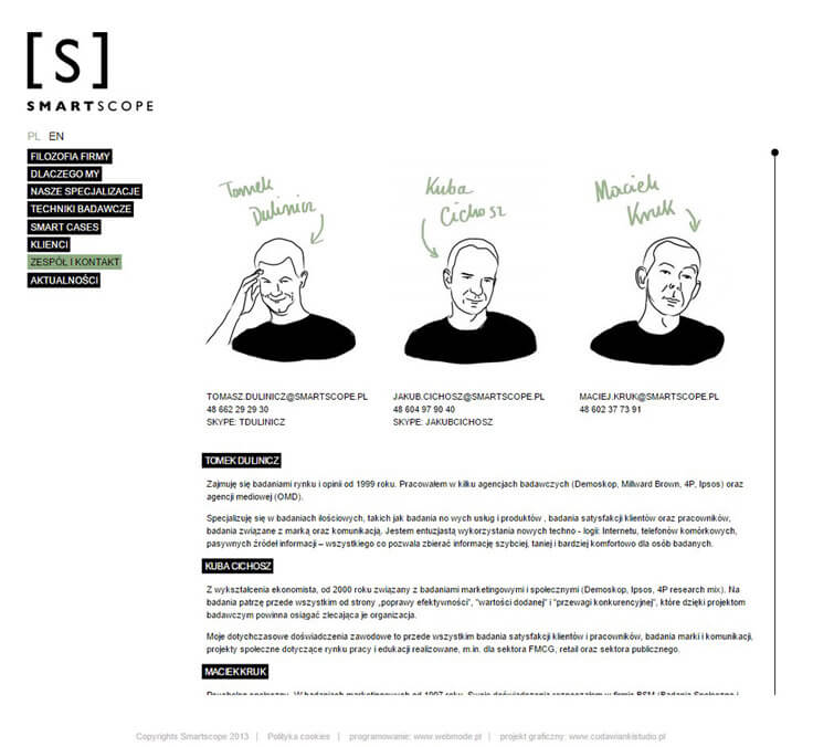 Projektowanie stron www - Smartscope, kontakt