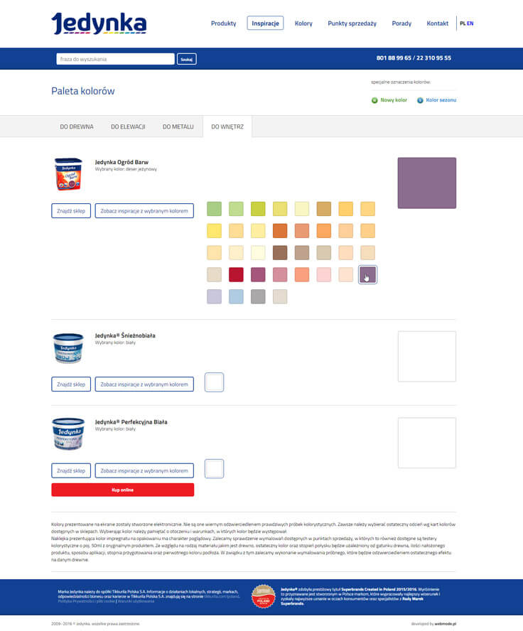 Webdesign - Jedynka, color palette