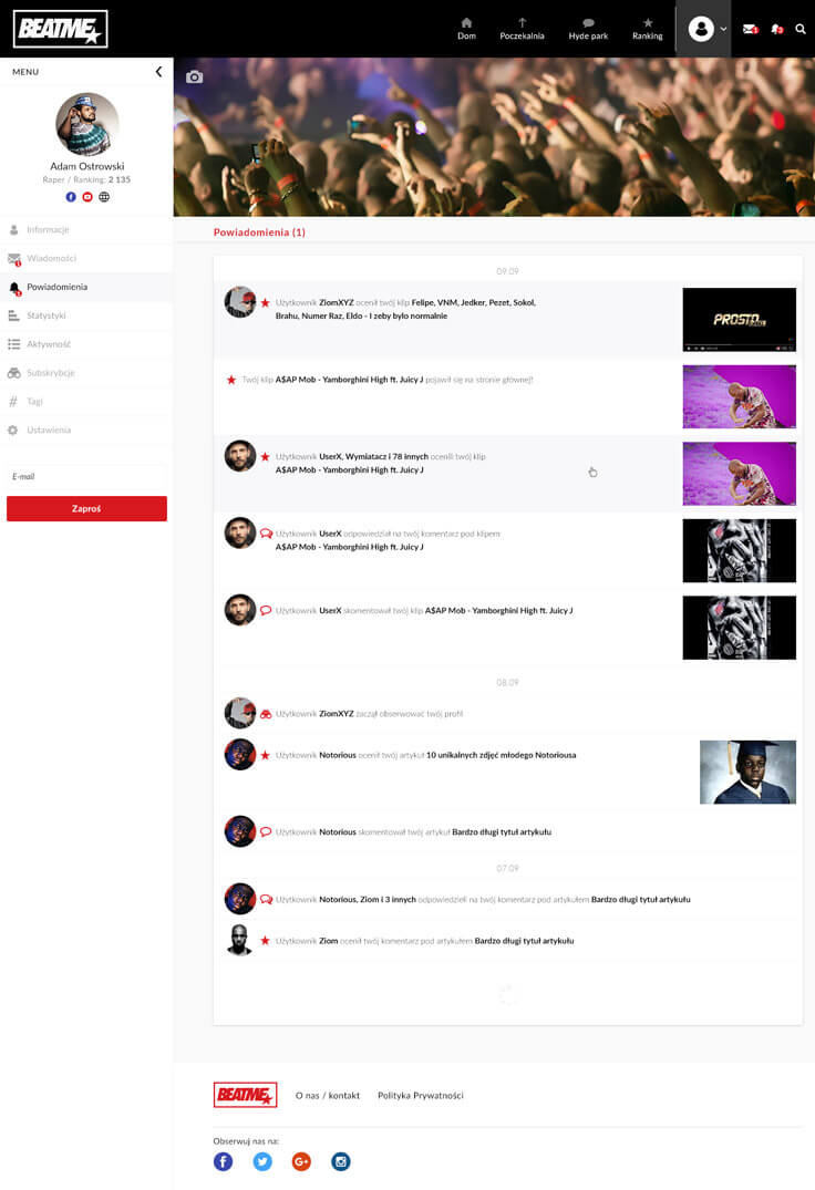 projektowanie-stron-www-Beatme-panel-uzytkownika