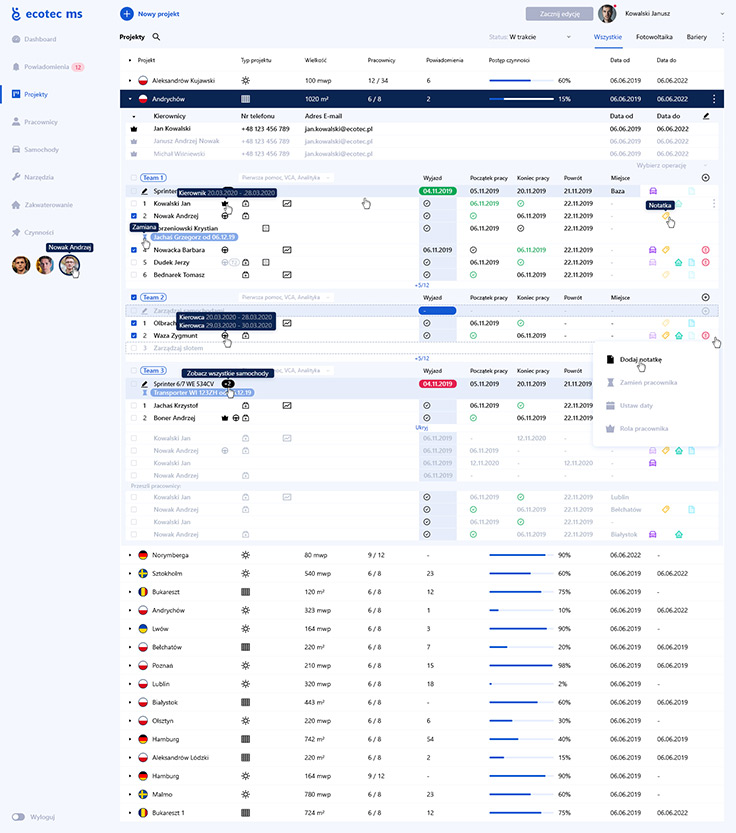 Web application - Ecotec ms, projects