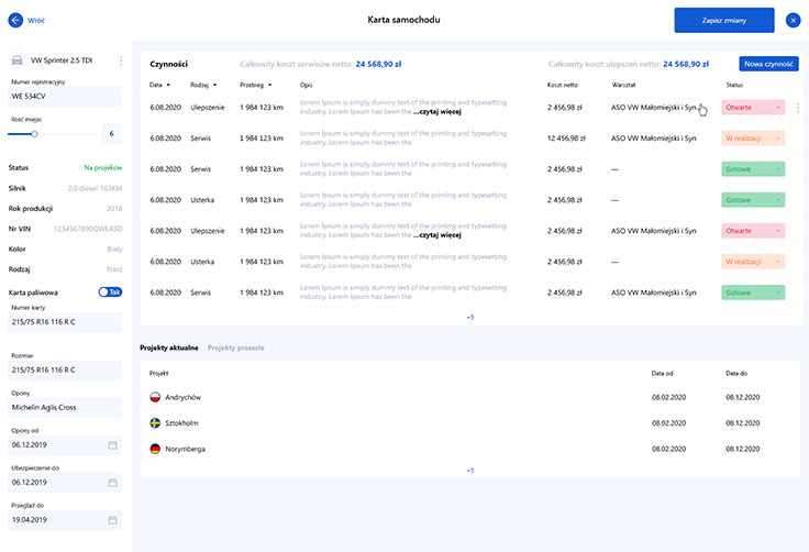 Web application - Ecotec ms, car card