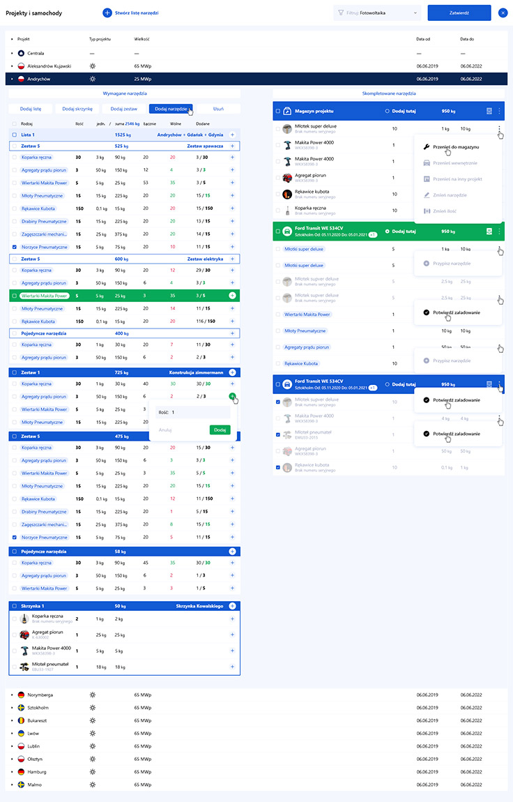 Web application - Ecotec ms, cars on projects