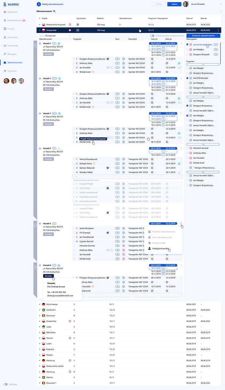 Web application - Ecotec ms, accommodation