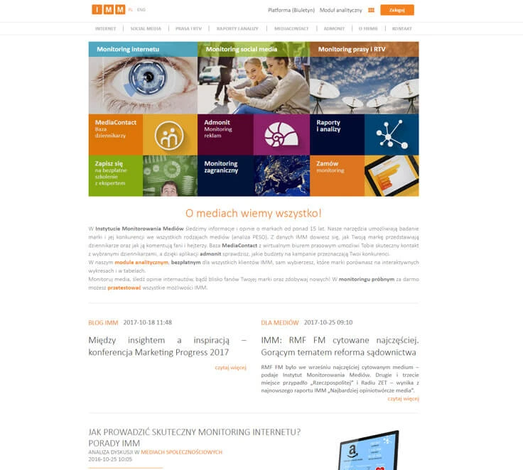 IMM — technical implementation and development for the Institute of Media Monitoring website.