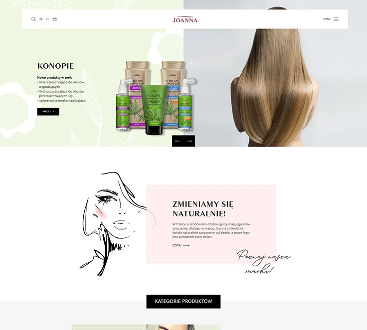 Joanna — cosmetics brand website presenting the company and products.