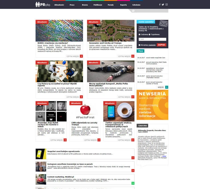 PRoto — industry portal with editorial content and publishing tools.