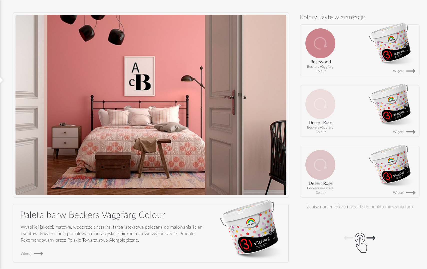 Beckers — interactive touchscreen application for choosing colours and products.