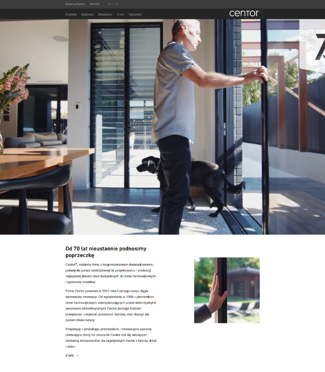 Centor — corporate and product website presenting the brand, products and inspiration.